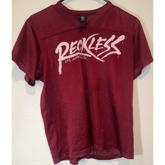 Zumiez Young & Reckless LA Red Basketball Jersey Style V-Neck T-Shirt Size S - Picture 5 of 16